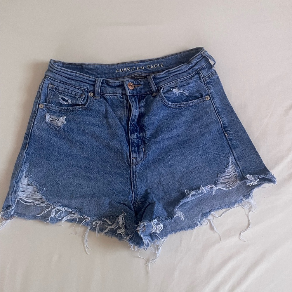 American Eagle Outfitters Women's Blue Denim Mom Shorts